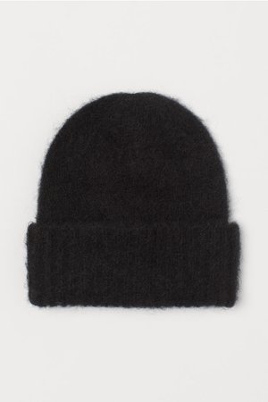 Knitted wool-blend hat - Black - Ladies | H&M GB