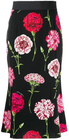 carnation print charmeuse skirt
