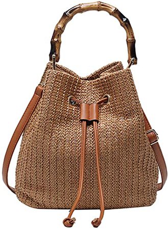 Buddy Small Drawstring Shoulder Bag Straw Weave Handbag Summer Beach Purse: Handbags: Amazon.com