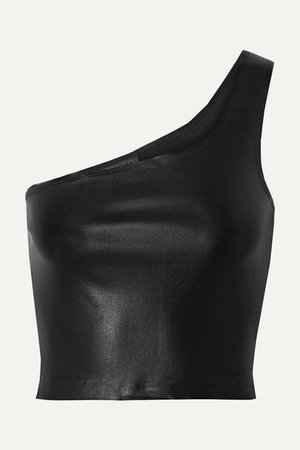 SPRWMN One-shoulder cropped leather top