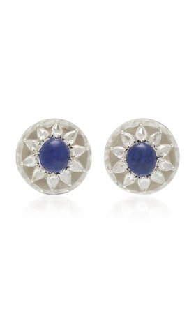 Saboo 18K White Gold Sapphire and Diamond Earrings