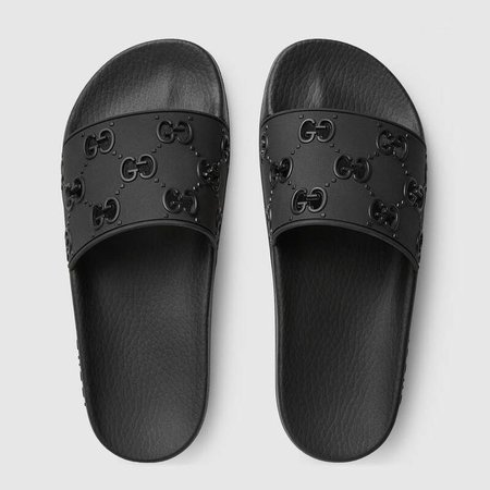 Gucci Women's rubber GG slide sandal