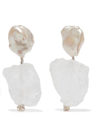 Anita Berisha | Iceberg silver, pearl and quartz earrings | NET-A-PORTER.COM