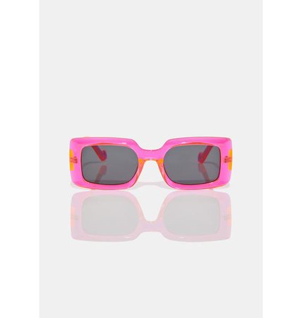 Neon Frame Rectangle Sunglasses - Hot Pink | Dolls Kill