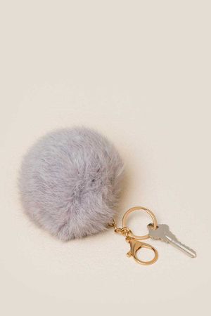 Gray Medium Fur Puff Keychain | francesca's