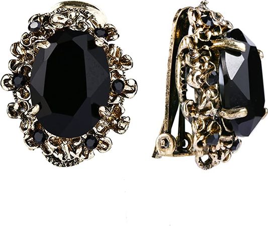 BriLove Victorian Style Clip On Earrings for Women Black Crystal Floral Cameo Inspired Oval Earrings Antique-Gold-Toned : Amazon.ca: Clothing, Shoes & Accessories