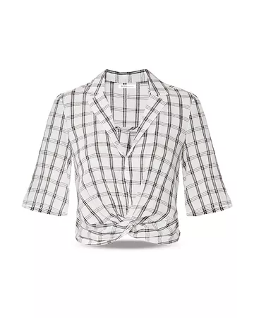 BCBGENERATION Plaid Twist-Front Top | Bloomingdale's white