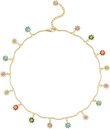 Amazon.com: MEVECCO Gold Chain Choker Necklace,14K Gold Plated Dainty Cute Lip Chain Long Necklace Delicate Fashion Daisy Choker Necklace Jewelry Gift for Women: Clothing, Shoes & Jewelry