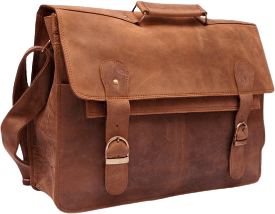 Brown leather satchel