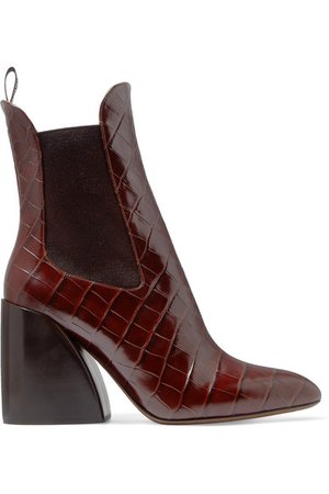 Chloé | Wave croc-effect leather ankle boots | NET-A-PORTER.COM