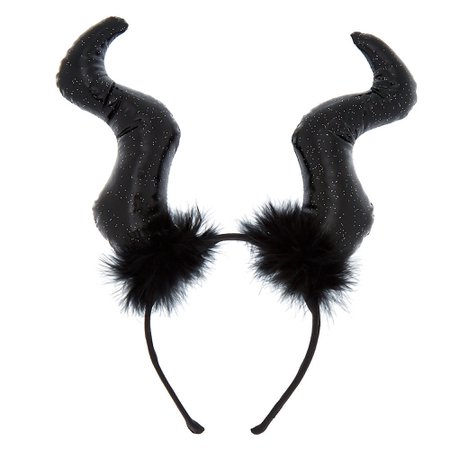 Glitter Witch Horns Headband - Black