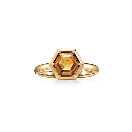 Paloma's Studio hexagon ring in 18k gold with a citrine. | Tiffany & Co.