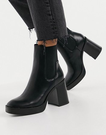 Public Desire Klara chunky heeled ankle boots in black | ASOS