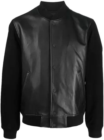 Theory Panelled Leather Bomber Jacket - Farfetch