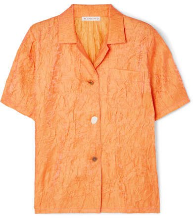 REJINA PYO Crinkled-satin Shirt - Orange