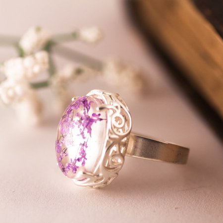 Real Flower Ring Pressed Flower Purple Ring Purple Flower | Etsy