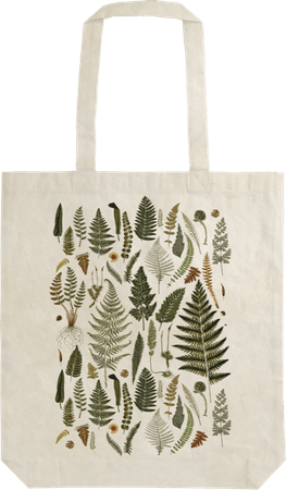 vintage plant leaf print tote bag