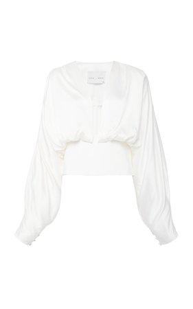Gisele V-Neck Silk Top by Piece of White | Moda Operandi