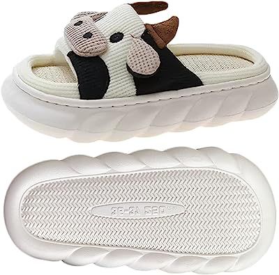 Amazon.com | GULAKY Cow Slippers for Women Fuzzy Cute Kawaii Shoes Super Warm Soft Sole Non-slip Lightweight | Slippers