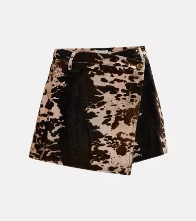 Printed Velvet Miniskirt in Brown - Acne Studios | Mytheresa