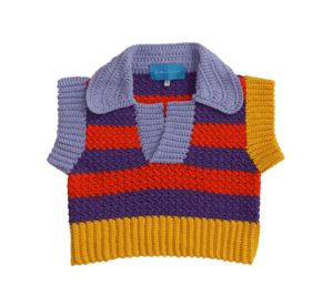 Erika Maish Cropped Sweater Vest - Orange/ Purple Stripe (S) – Tyler McGillivary