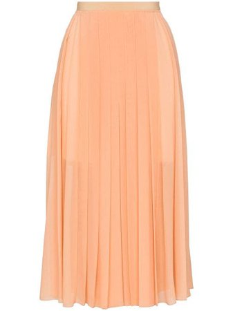 Shop Chloé semi-sheer pleated midi skirt with Express Delivery - FARFETCH