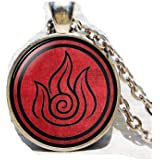 Amazon.com: SunShine Day Fashion Necklace Avatar Last Airbender 4 Nations Fire Water Air And Earth On One Pendant Necklace Glass Cabochon Necklace A3960: Jewelry