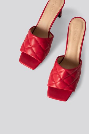 Quilted Heeled Mules Red