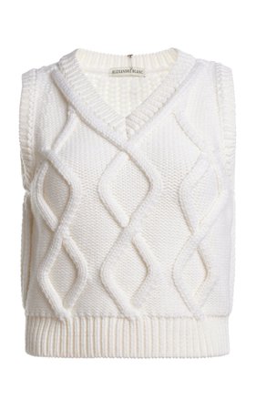 Alexandre Blanc Wool Cable-Knit Sweater Vest