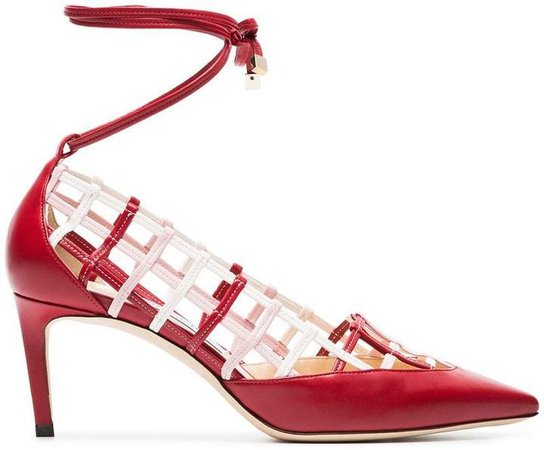 red and white soraya 65 leather pumps