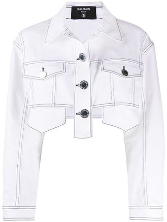 White Denim Balmain Crop Jacket