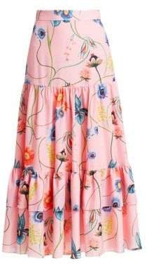 Borgo de Nor Borgo de Nor Women's Emme Floral Crepe A-Line Maxi Skirt - Pink - Size UK 14 (10)