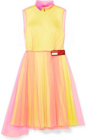 Layered Tulle And Silk-satin Dress - Yellow