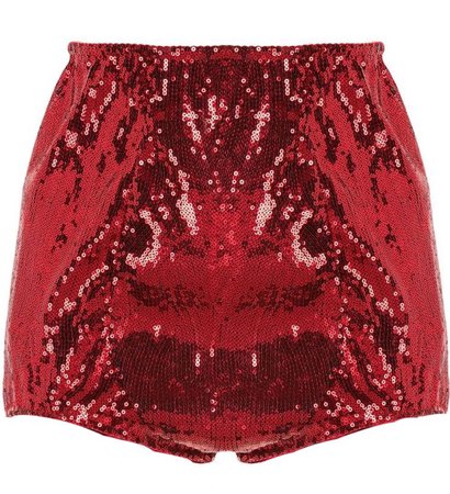 red sequin shorts