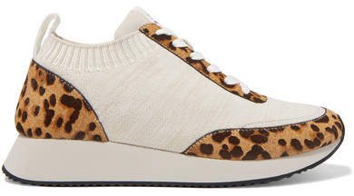 Remi Leopard-print Calf Hair And Stretch-knit Sneakers - Leopard print