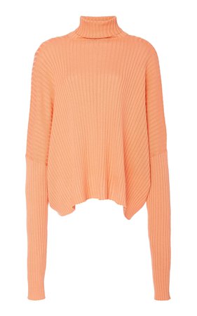 Sally LaPointe Cashmere-Blend Ribbed Oversized Turtleneck