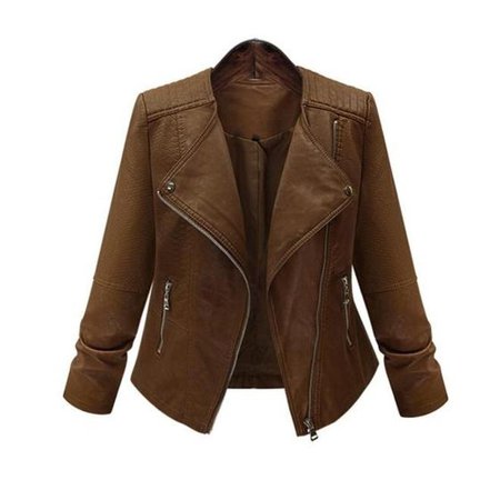 Amtify Womens Brown Faux Leather Jacket