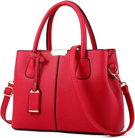 Amazon.com: Covelin Women's Top-handle Cross Body Handbag Middle Size Purse Durable Leather Tote Bag Wine red : Clothing, Shoes & Jewelry