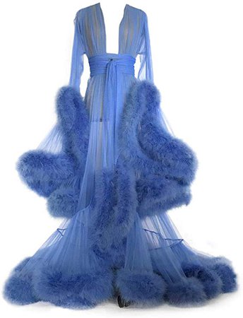 BathGown Women's Feather Edge Tulle Illusion Long Bridal Robe Wedding Scarf New Custom Made at Amazon Women’s Clothing store