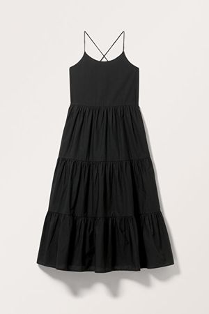 Tiered Poplin Maxi Dress - Black - Monki WW