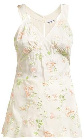 Floral Embroidered Cami Top - Womens - White Multi