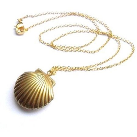long gold seashell pendant necklace