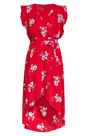 City Chic Floral Print Wrap Maxi Dress (Plus Size) red