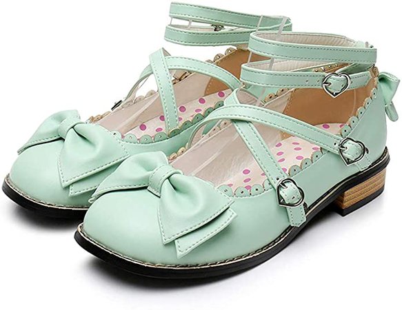 Sweet Lolita Low Chunky Heels Round Toe Bowtie Strappy Princess Shoes | Sandals