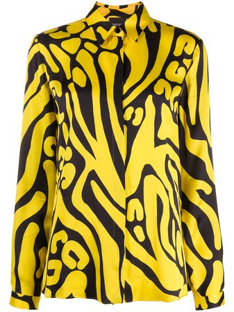 Yellow & black Just Cavalli abstract-print satin shirt - Farfetch