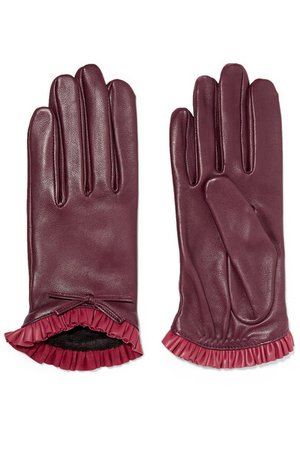 Agnelle | Josie bow-embellished ruffled leather gloves | NET-A-PORTER.COM