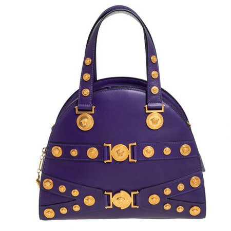 Leather handbag Versace Purple in Leather - 16357123