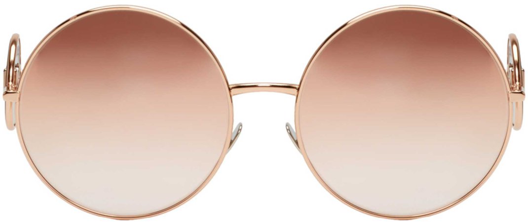 Pink Round Metal Logo Sunglasses