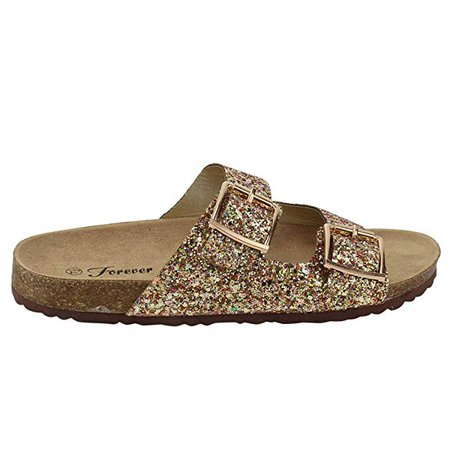 Amazon.com | Forever Women's Sparkle Glitter Slip On Casual Sandals | Slides