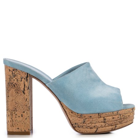 ALYSSA SANDAL 90 mm | Light blue suede sandal | Le Silla
